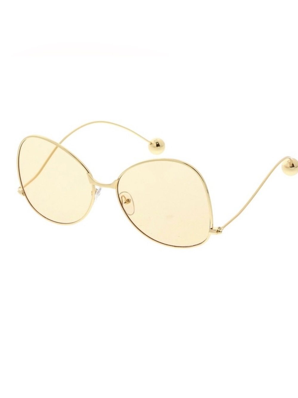 Gold Tone Metal Frame Tan/Peach Lens Sunglasses